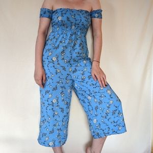 Floral blue cotton cinched top jumpsuit! Size s/p (Cotton:on) Brand New w/ tag💕